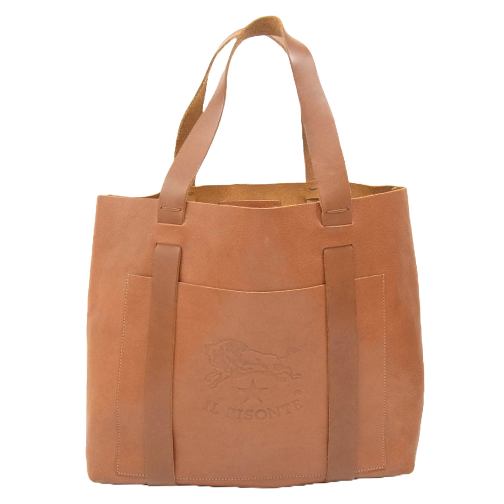 IL BISONTE イルビゾンテ ロゴ レザー トート バッグ ブラウン系【中古】