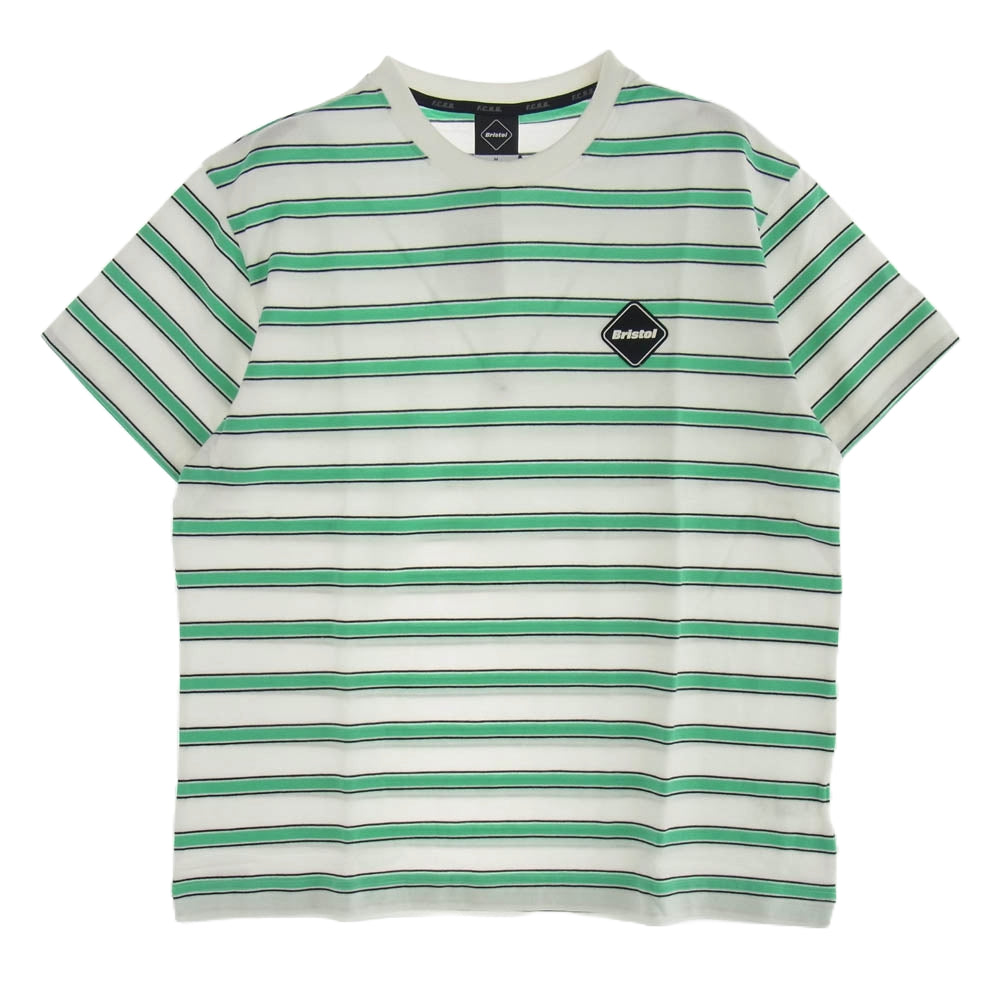 F.C.R.B. エフシーアールビー 22SS FCRB-220081 BORDER TEE ボーダー Ｔシャツ 半袖カットソー ホワイト系 ライトグリーン系 M【新古品】【未使用】【中古】