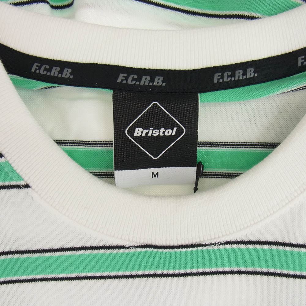 F.C.R.B. エフシーアールビー 22SS FCRB-220081 BORDER TEE ボーダー Ｔシャツ 半袖カットソー ホワイト系 ライトグリーン系 M【新古品】【未使用】【中古】