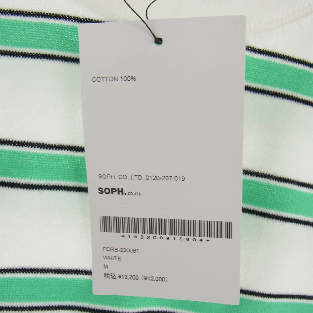 F.C.R.B. エフシーアールビー 22SS FCRB-220081 BORDER TEE ボーダー Ｔシャツ 半袖カットソー ホワイト系 ライトグリーン系 M【新古品】【未使用】【中古】
