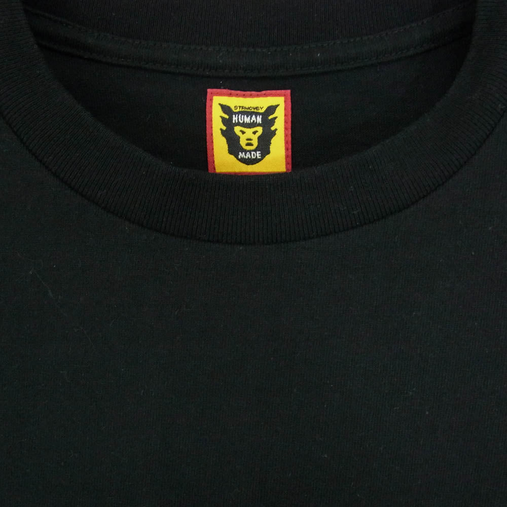 HUMAN MADE ヒューマンメイド POCKET T-SHIRT バック 白熊 プリント ポケット Ｔシャツ 半袖カットソー ブラック系 L【中古】