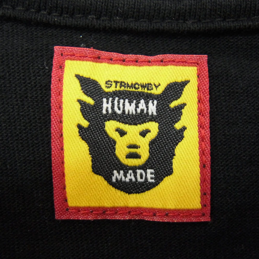 HUMAN MADE ヒューマンメイド POCKET T-SHIRT バック 白熊 プリント ポケット Ｔシャツ 半袖カットソー ブラック系 L【中古】