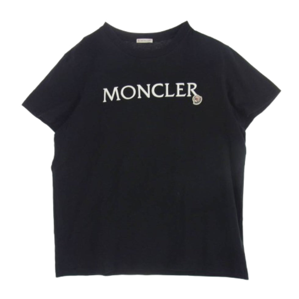 MONCLER モンクレール I1093800009 829HP 刺?ロゴ クルーネック 半袖 Tシャツ ブラック ブラック系 XXL【中古】
