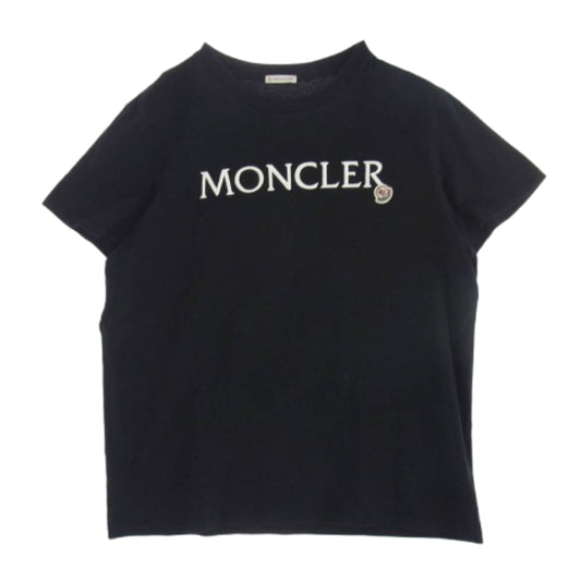MONCLER モンクレール I1093800009 829HP 刺?ロゴ クルーネック 半袖 Tシャツ ブラック ブラック系 XXL【中古】