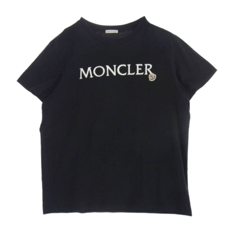 MONCLER モンクレール I1093800009 829HP 刺?ロゴ クルーネック 半袖 Tシャツ ブラック ブラック系 XXL【中古】
