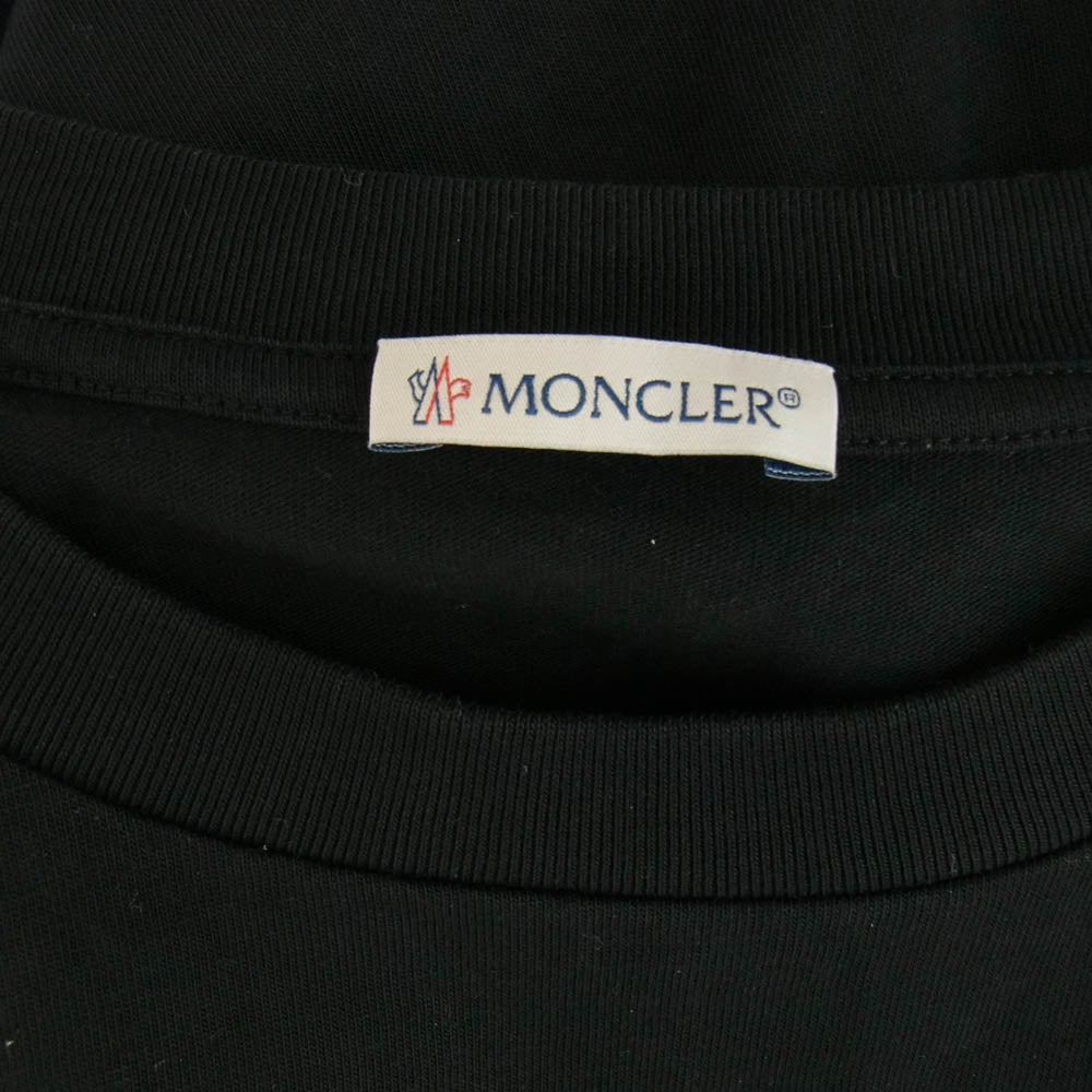 MONCLER モンクレール I1093800009 829HP 刺?ロゴ クルーネック 半袖 Tシャツ ブラック ブラック系 XXL【中古】