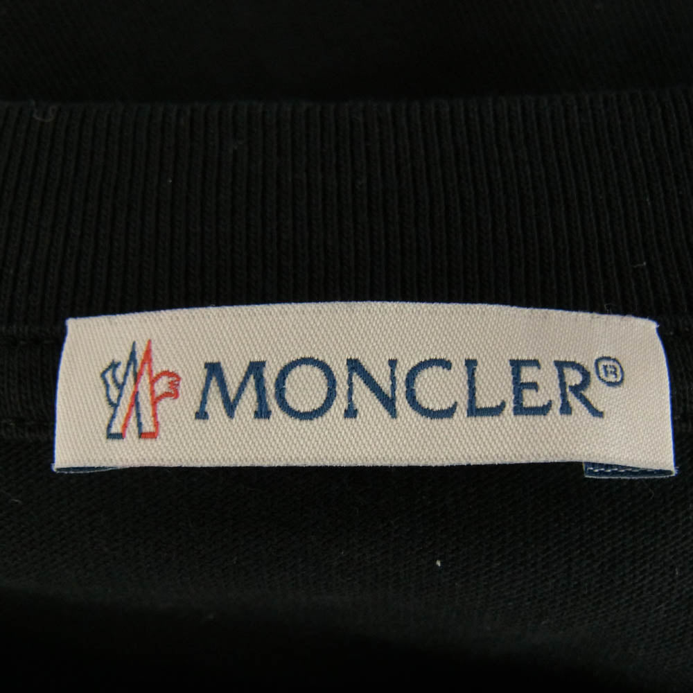 MONCLER モンクレール I1093800009 829HP 刺?ロゴ クルーネック 半袖 Tシャツ ブラック ブラック系 XXL【中古】