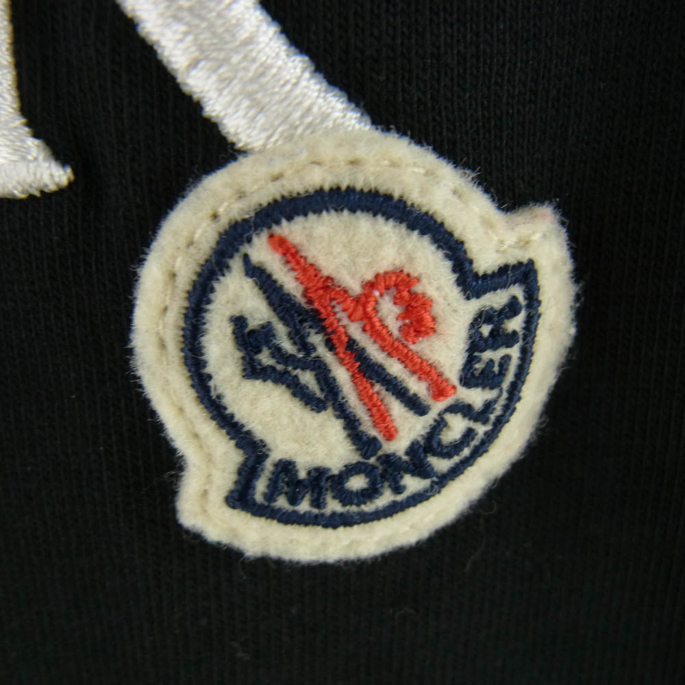 MONCLER モンクレール I1093800009 829HP 刺?ロゴ クルーネック 半袖 Tシャツ ブラック ブラック系 XXL【中古】