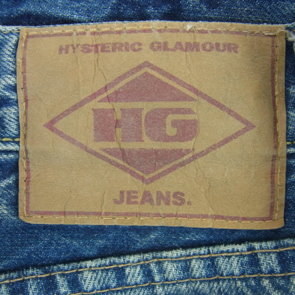 HYSTERIC GLAMOUR ヒステリックグラマー 4AP-2102 小窓 リメイク スタッズ スリム ストレート ボタンフライ セルビッチ デニム パンツ インディゴブルー系 30【中古】