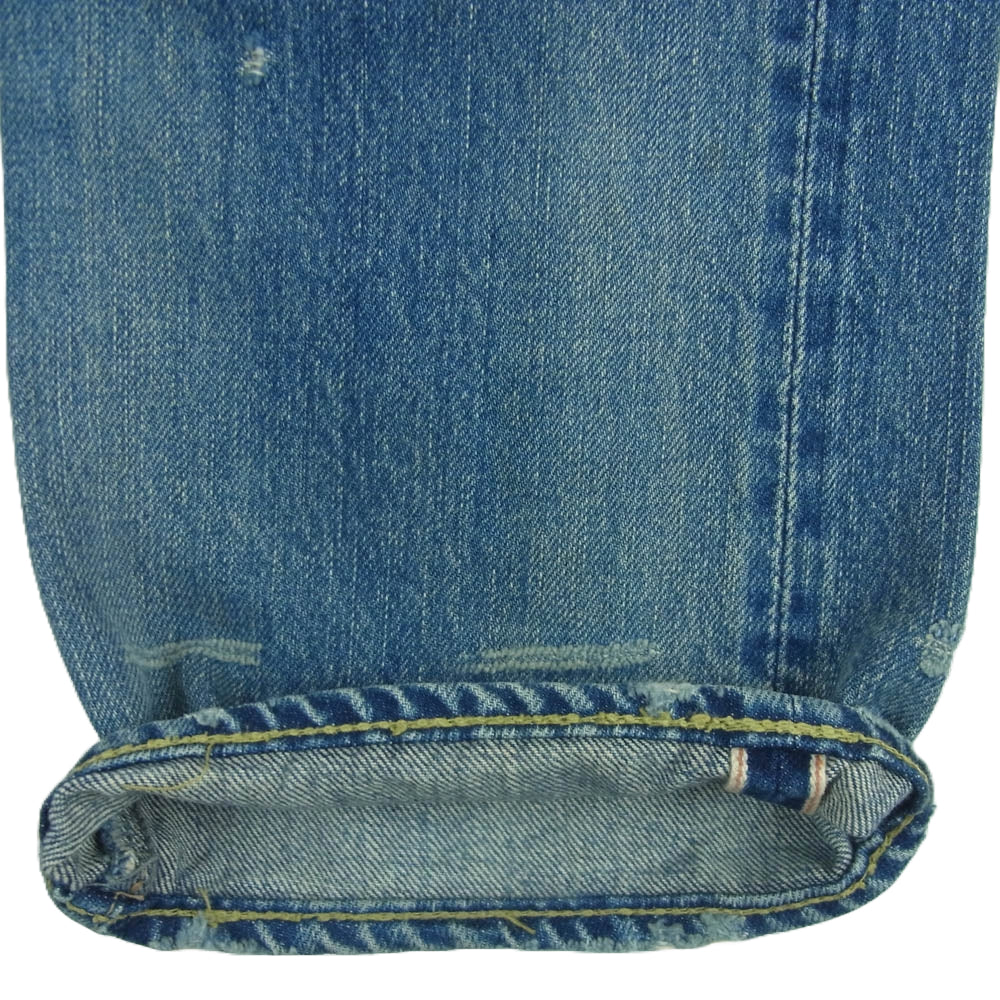 HYSTERIC GLAMOUR ヒステリックグラマー 4AP-2102 小窓 リメイク スタッズ スリム ストレート ボタンフライ セルビッチ デニム パンツ インディゴブルー系 30【中古】