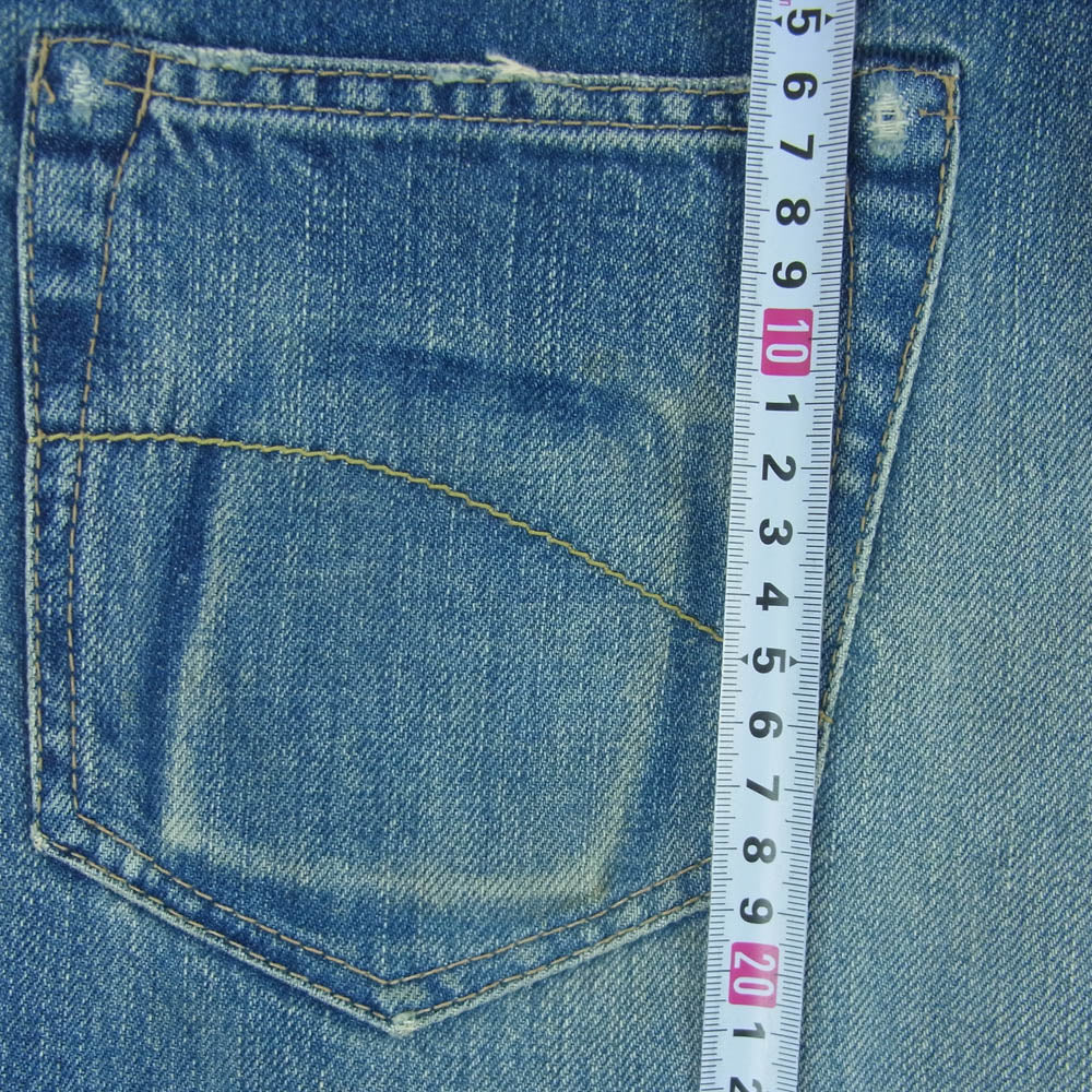 HYSTERIC GLAMOUR ヒステリックグラマー 4AP-2102 小窓 リメイク スタッズ スリム ストレート ボタンフライ セルビッチ デニム パンツ インディゴブルー系 30【中古】