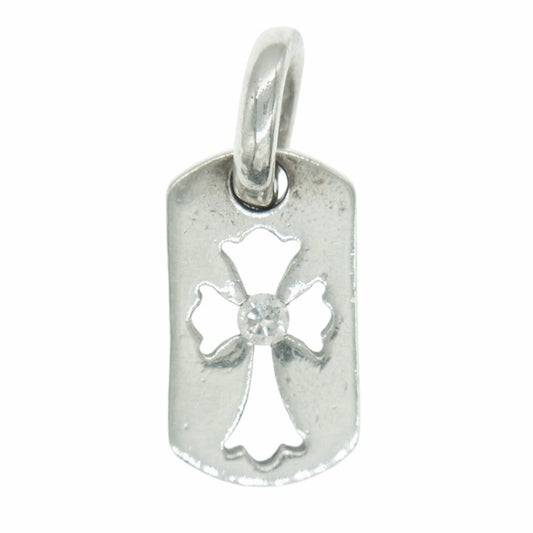 CHROME HEARTS クロムハーツ（原本無） DT TNY CO CRS タイニードッグタグ カットアウトクロス アフター1Pダイヤ チャーム シルバー系【中古】