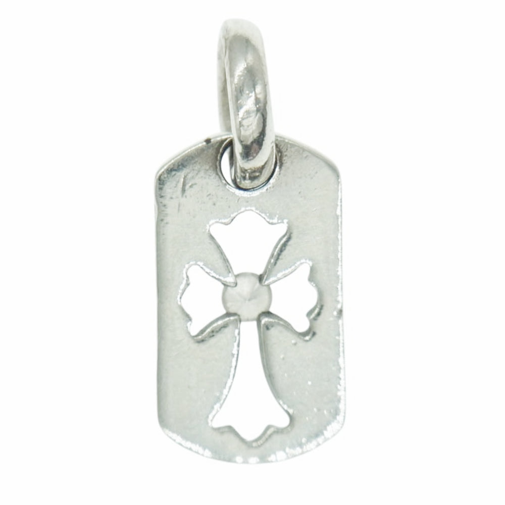 CHROME HEARTS クロムハーツ（原本無） DT TNY CO CRS タイニードッグタグ カットアウトクロス アフター1Pダイヤ チャーム シルバー系【中古】