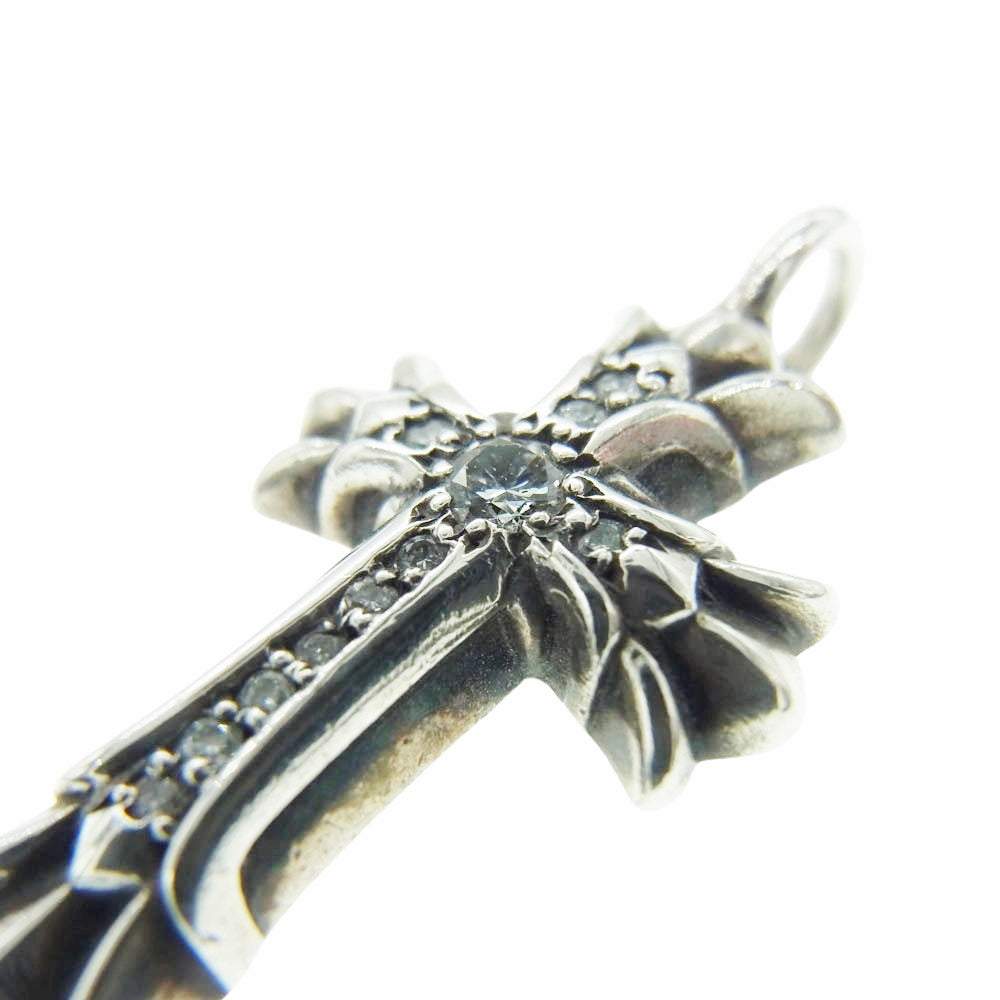 CHROME HEARTS クロムハーツ（原本無） DBL CH CRS ダブルCHクロス アフターダイヤ チャーム ペンダントトップ シルバー系【中古】