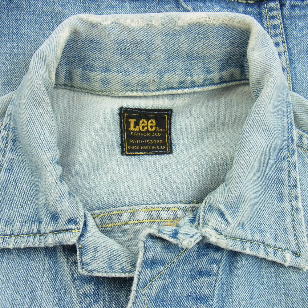 Lee リー 101-J 70's 後期 SANFORIZED Denim Jacket PATD-153438 MADE IN U.S.A サンフォライズ デニム ジャケット ライトブルー系【中古】