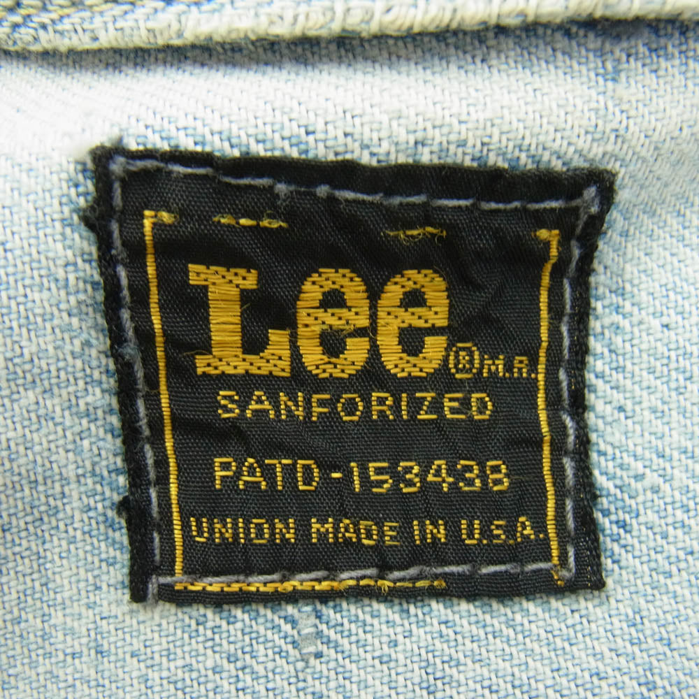 Lee リー 101-J 70's 後期 SANFORIZED Denim Jacket PATD-153438 MADE IN U.S.A サンフォライズ デニム ジャケット ライトブルー系【中古】