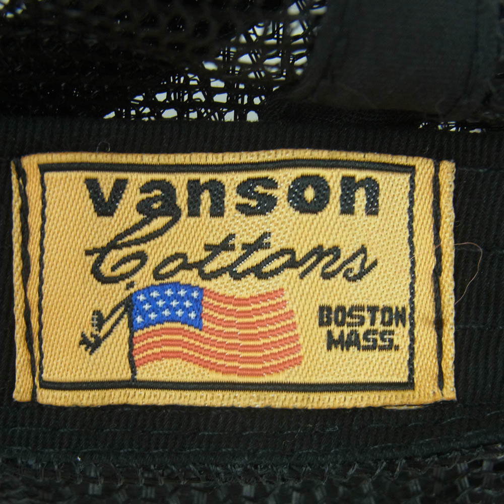 VANSON バンソン フライングワンスター フェイクレザー メッシュ キャップ ブラック系【中古】