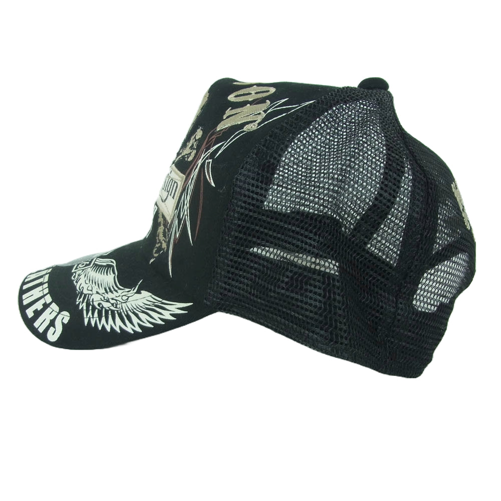 VANSON バンソン スカル 刺繍 メッシュ キャップ 帽子 中国製 ブラック系【中古】