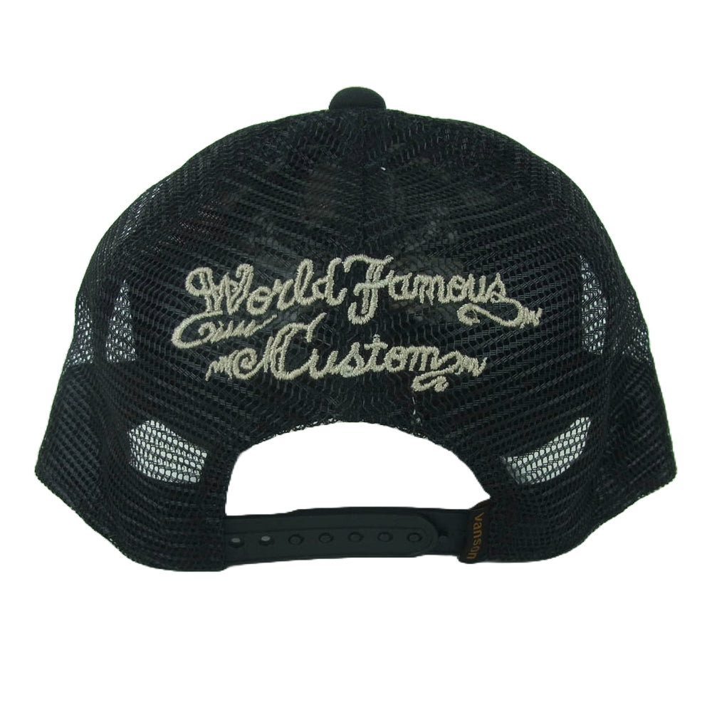 VANSON バンソン スカル 刺繍 メッシュ キャップ 帽子 中国製 ブラック系【中古】