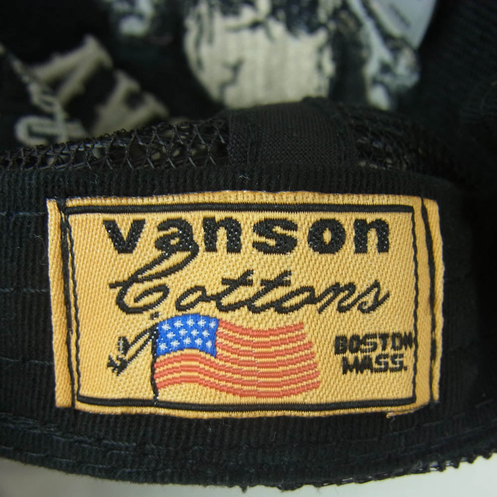 VANSON バンソン スカル 刺繍 メッシュ キャップ 帽子 中国製 ブラック系【中古】