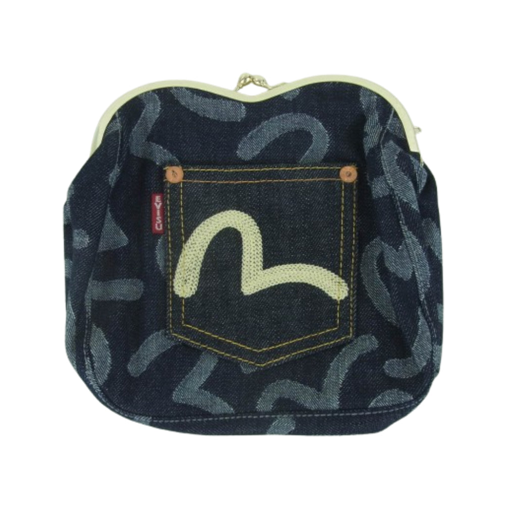 EVISU エヴィス がま口 デニム ポーチ インディゴブルー系【中古】