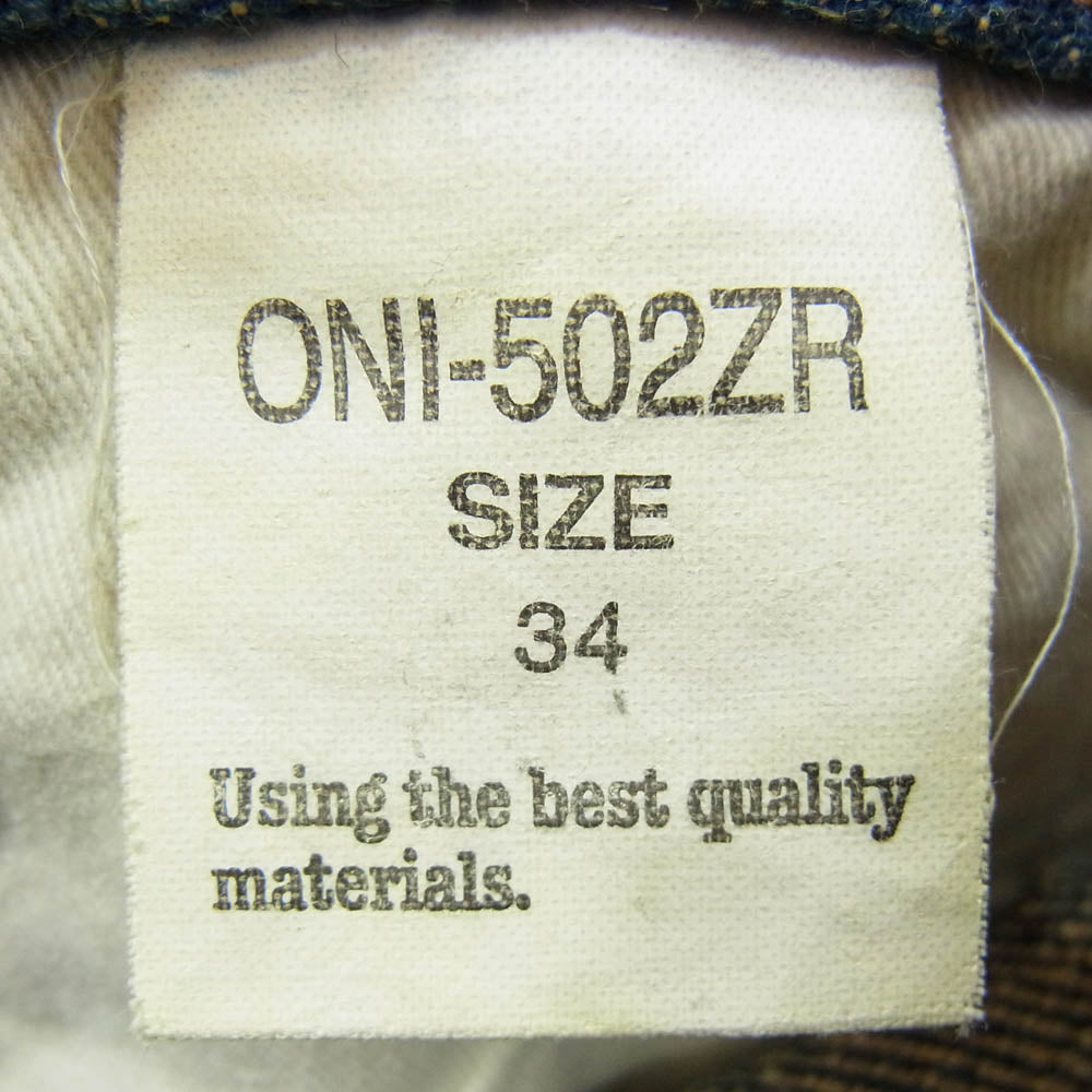 ONI DENIM 鬼デニム ONI－502ZR 20oz 502 リラックス スキニー デニム パンツ インディゴブルー系 34【中古】
