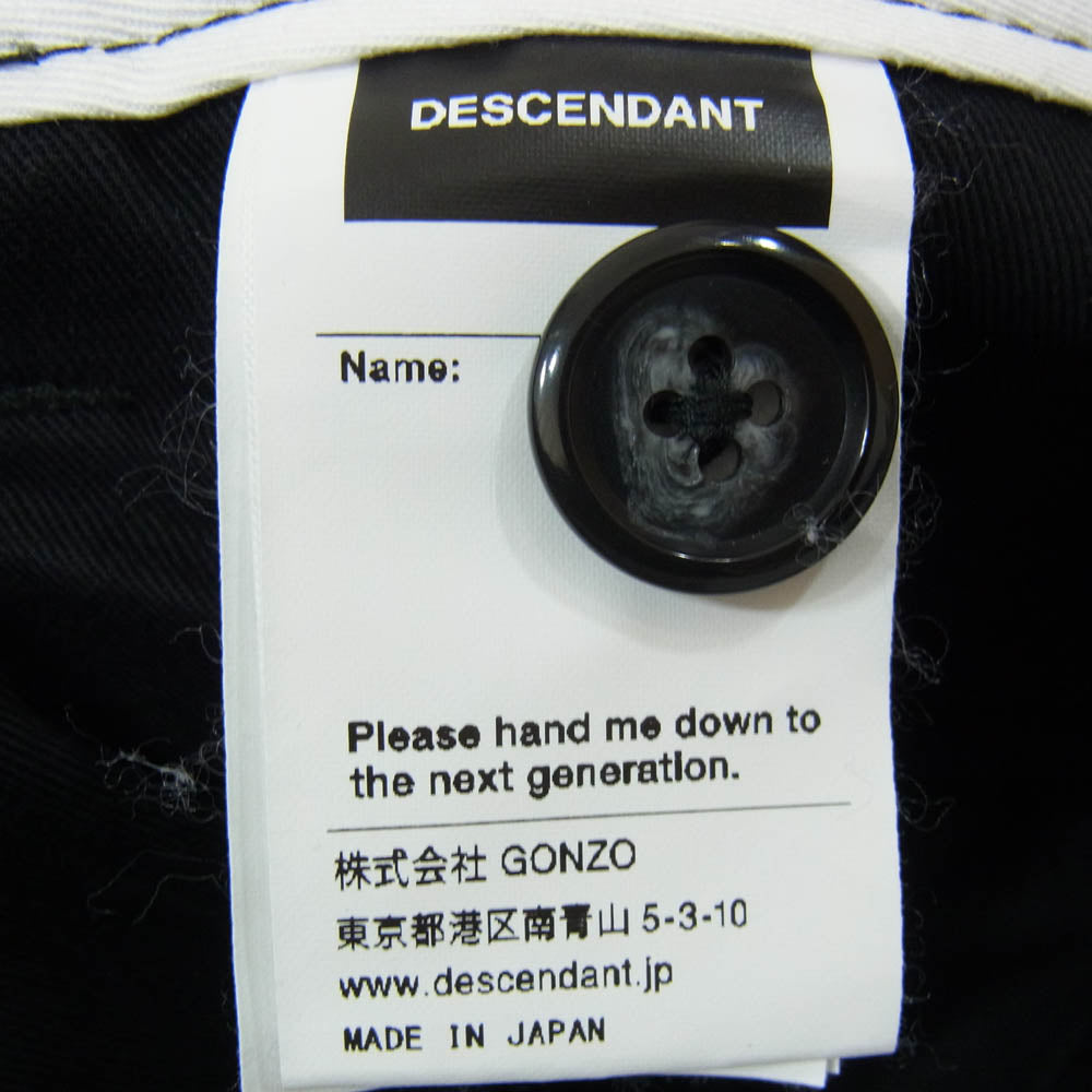 DESCENDANT ディセンダント DC-3 WIDE 2タック コットン トラウザー パンツ ブラック系 2【中古】