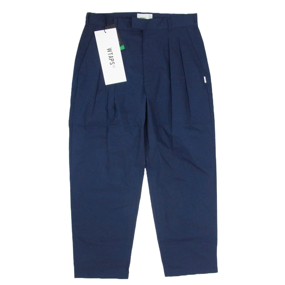 WTAPS ダブルタップス 24SS 241TQDT-PTM03 LEZ HUNTS TROUSERS CTPL WEATHER COOLMAX ウェザー クールマックス タックパンツ ネイビー系 X01【美品】【中古】