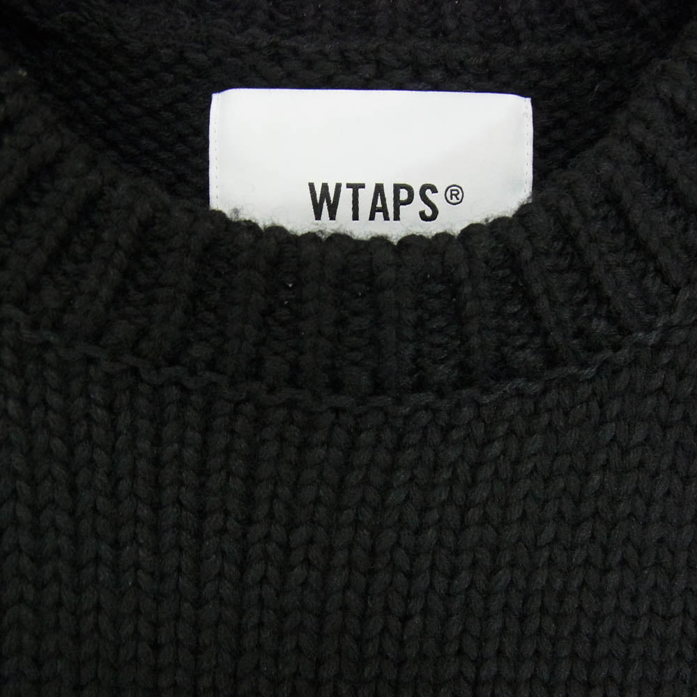 WTAPS ダブルタップス 24AW 242MADT-KNM05 INGREDIENT SWEATER POLY バックデザイン ローゲージ クルーネック ニットセーター ブラック系 2【極上美品】【中古】
