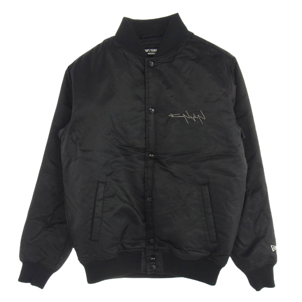 Yohji Yamamoto ヨウジヤマモト 17AW HK-Y30-601 NEW ERA Varsity Jacket ニューエラ 犬散歩バックプリント ロゴ刺繍 バーシティー ジャケット スタジャン ブラック系 M【中古】