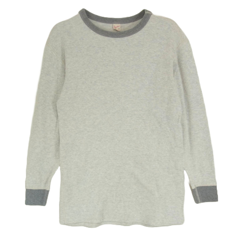 THE FLAT HEAD ザフラットヘッド ハニカム サーマル 長袖 Tシャツ 無地 グレー系 42【中古】