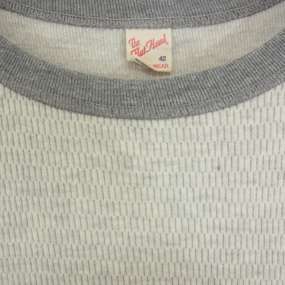 THE FLAT HEAD ザフラットヘッド ハニカム サーマル 長袖 Tシャツ 無地 グレー系 42【中古】