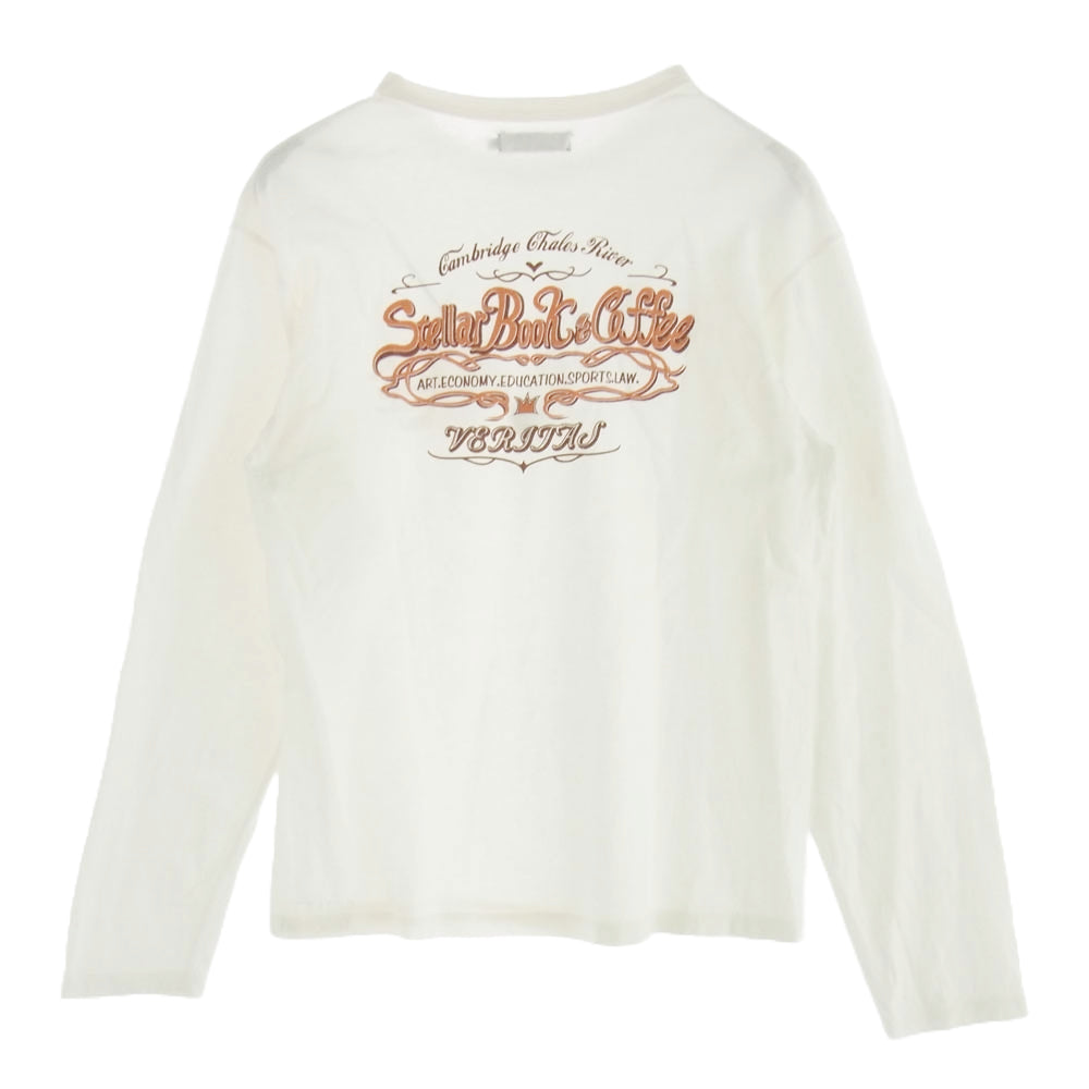 THE FLAT HEAD ザフラットヘッド 長袖 バック プリント Tシャツ ホワイト系 40【中古】