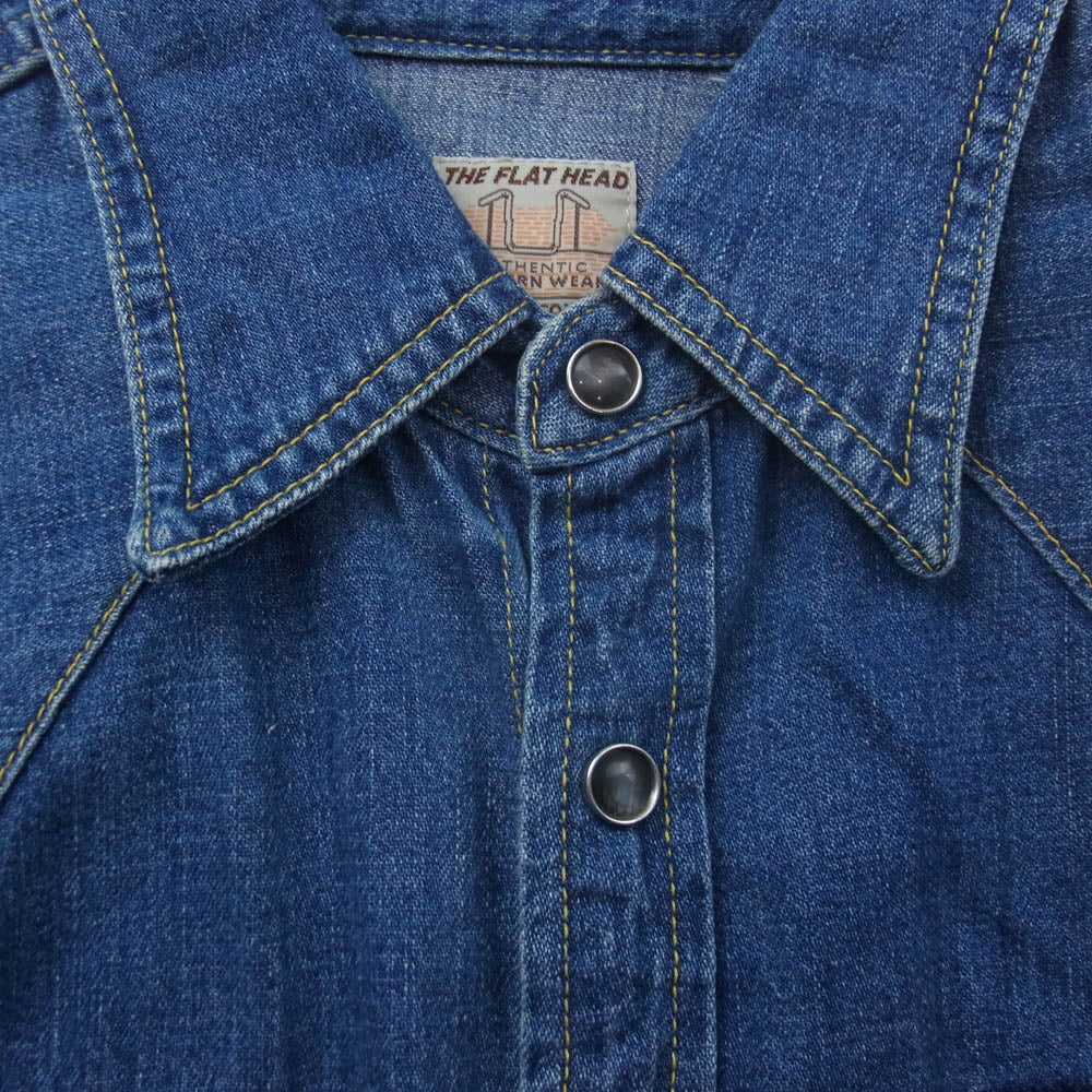 THE FLAT HEAD ザフラットヘッド 7202C DENIM WESTERN SHIRT デニム ウエスタン シャツ 長袖 シャツ インディゴブルー インディゴブルー系 38【中古】