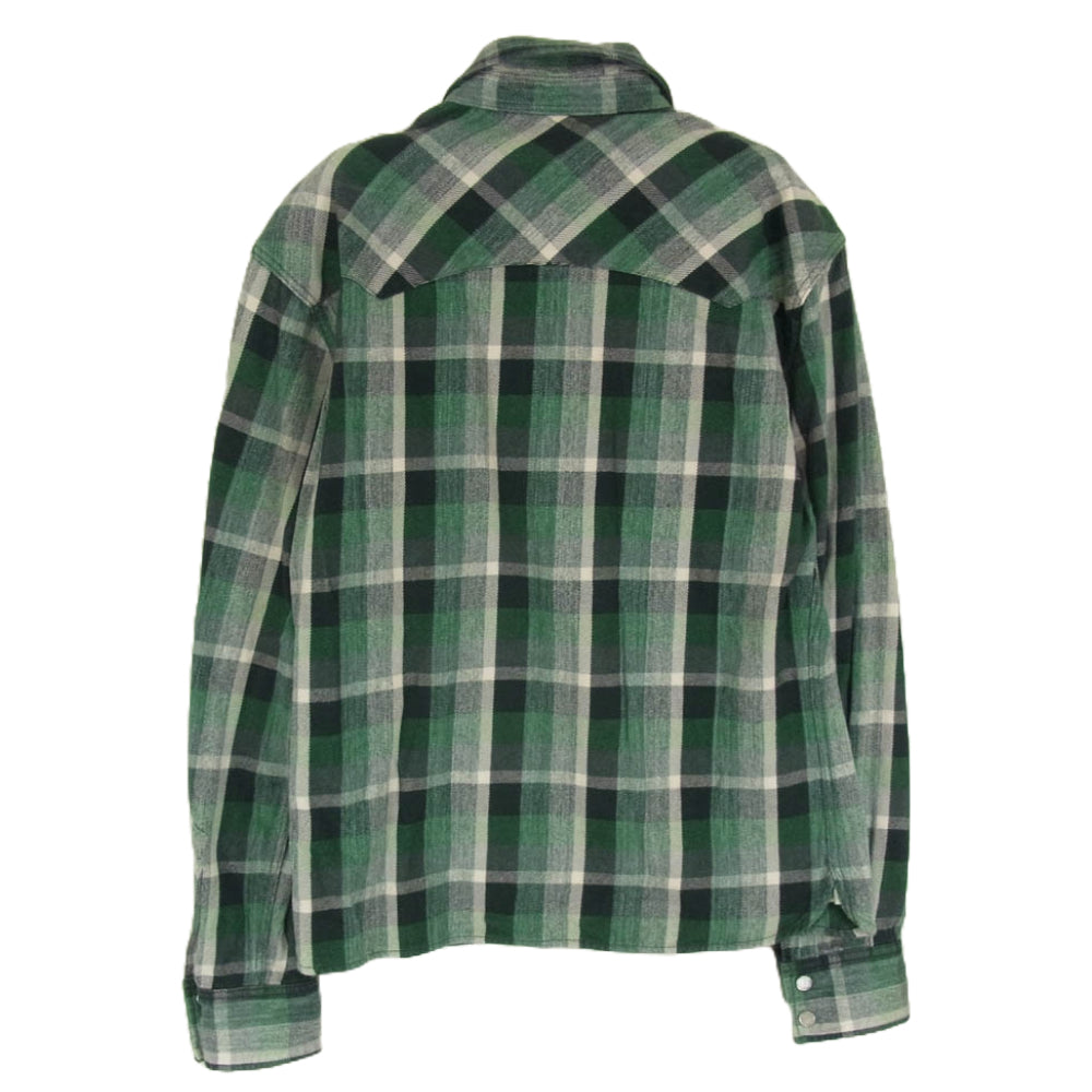 THE FLAT HEAD ザフラットヘッド HNW-72W HEAVY NEL WESTERN SHIRT ヘビー ネル ウエスタン 長袖 シャツ グリーン系 38【中古】