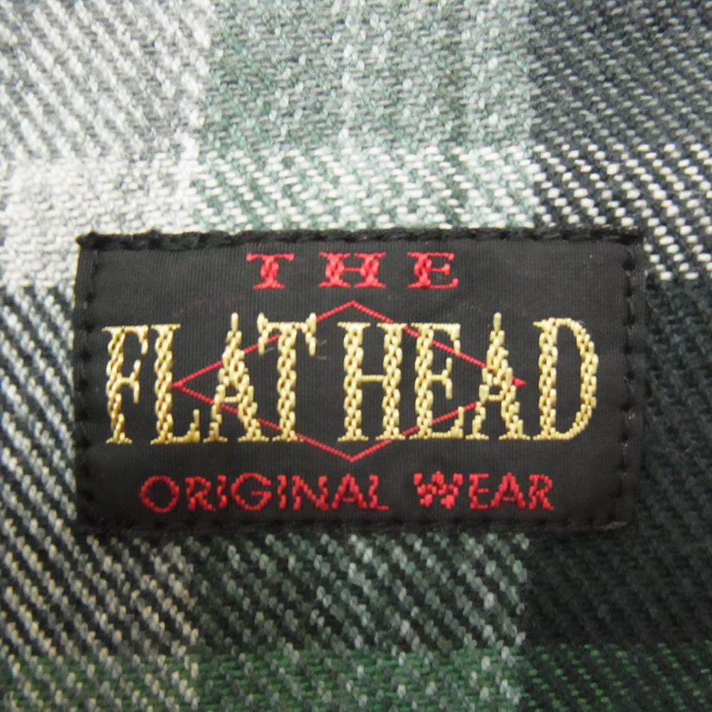 THE FLAT HEAD ザフラットヘッド HNW-72W HEAVY NEL WESTERN SHIRT ヘビー ネル ウエスタン 長袖 シャツ グリーン系 38【中古】