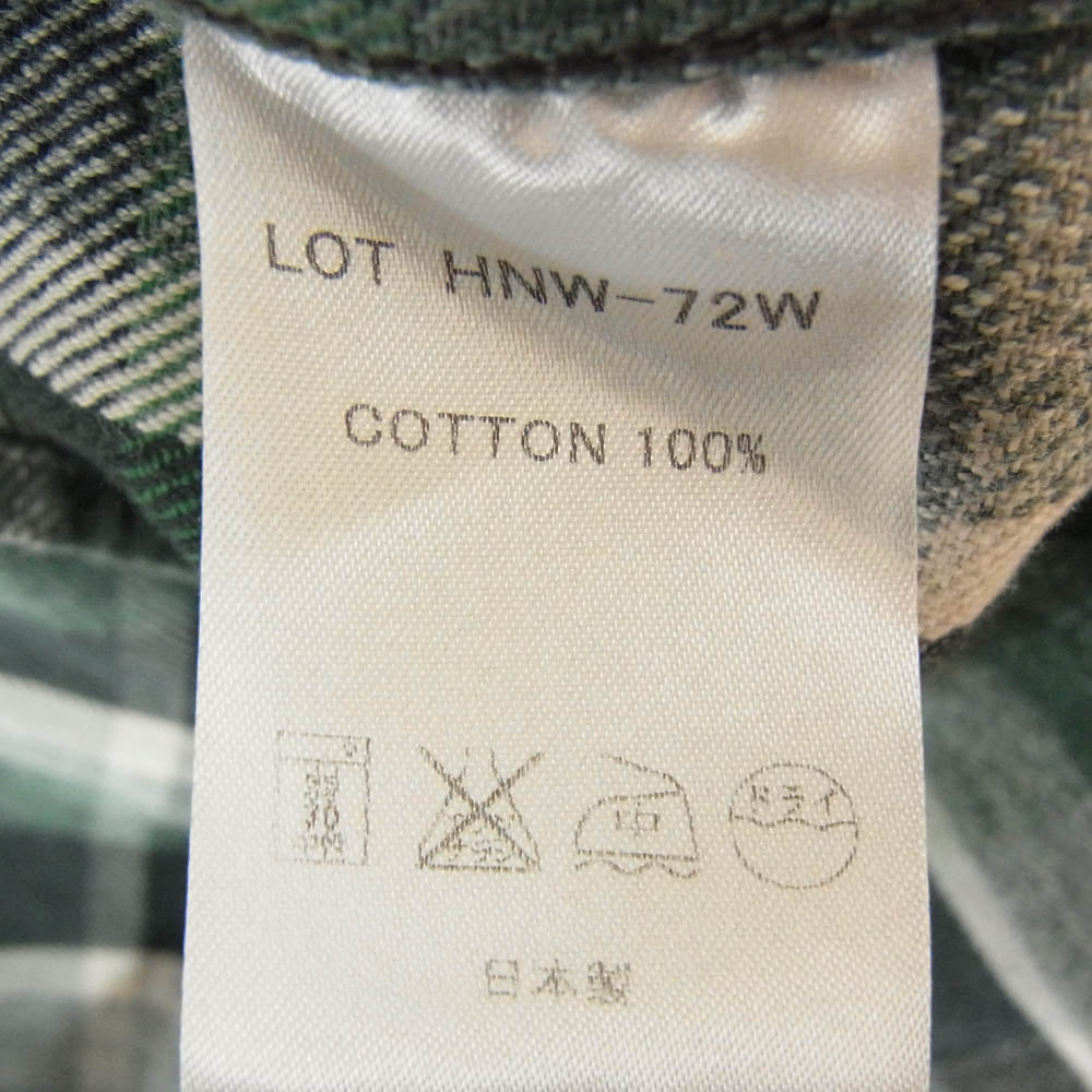 THE FLAT HEAD ザフラットヘッド HNW-72W HEAVY NEL WESTERN SHIRT ヘビー ネル ウエスタン 長袖 シャツ グリーン系 38【中古】