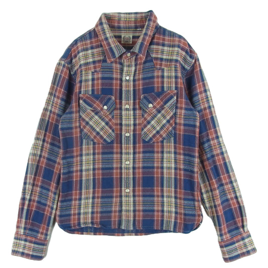 THE FLAT HEAD ザフラットヘッド HNW-73W GLORYPARK HEAVY NEL WORK SHIRT グローリーパーク ヘビー ネル ワーク 長袖 シャツ ブルー系 レッド系 38【中古】