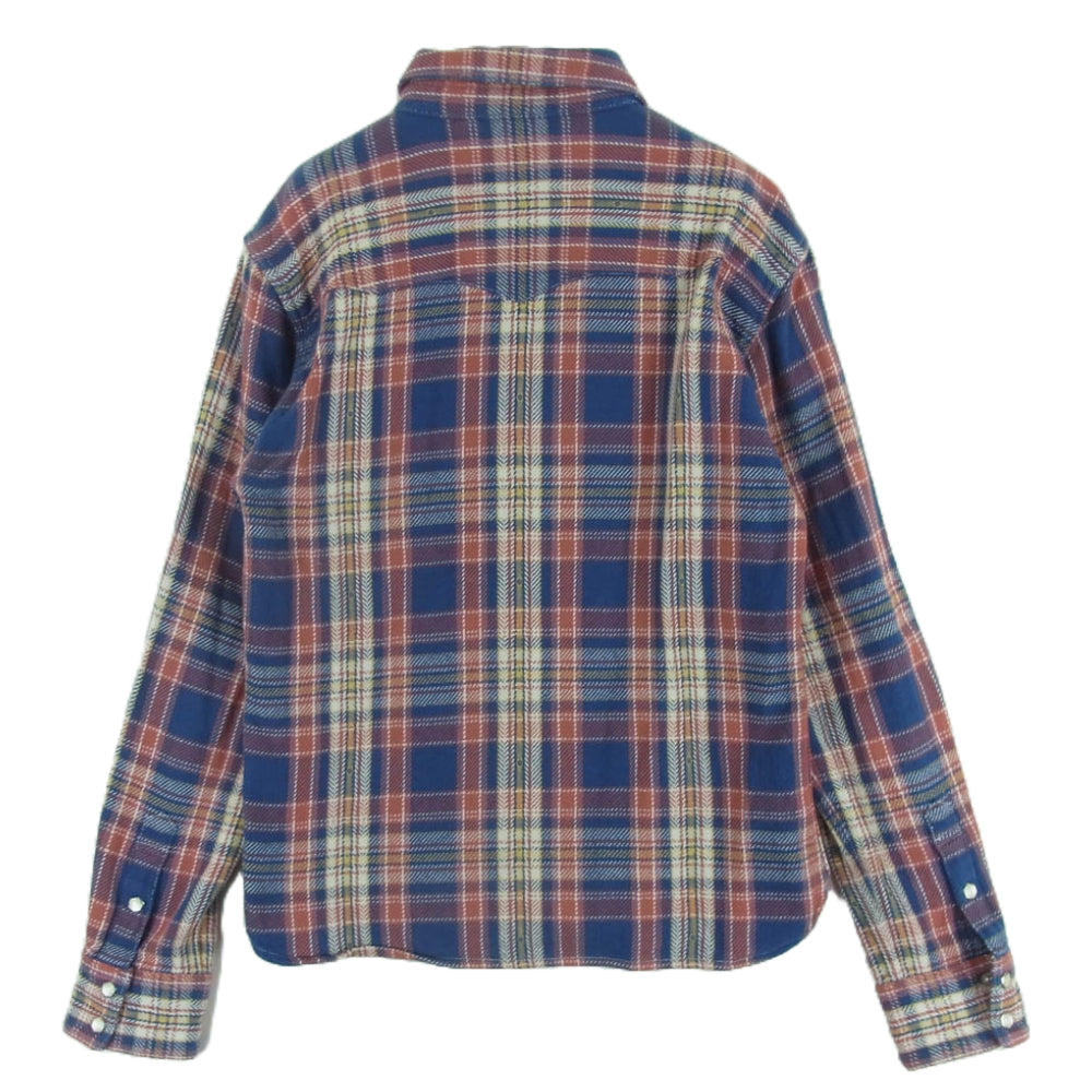 THE FLAT HEAD ザフラットヘッド HNW-73W GLORYPARK HEAVY NEL WORK SHIRT グローリーパーク ヘビー ネル ワーク 長袖 シャツ ブルー系 レッド系 38【中古】