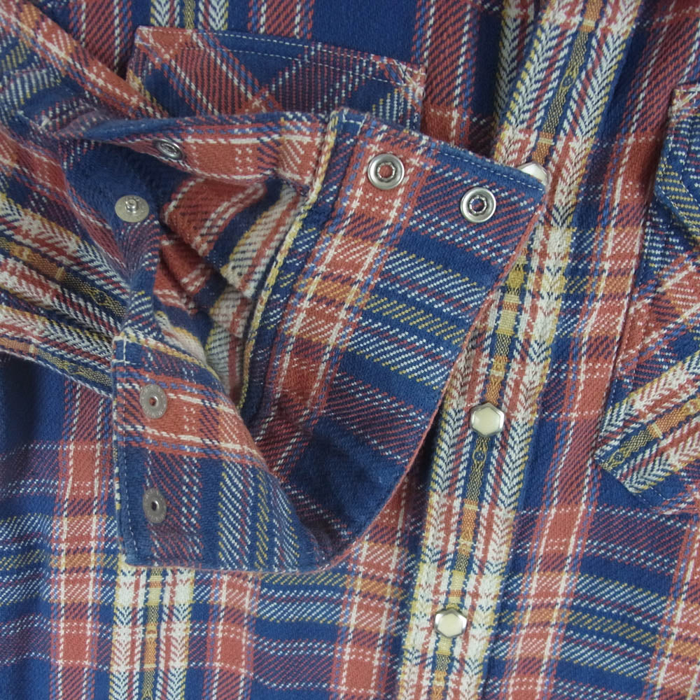 THE FLAT HEAD ザフラットヘッド HNW-73W GLORYPARK HEAVY NEL WORK SHIRT グローリーパーク ヘビー ネル ワーク 長袖 シャツ ブルー系 レッド系 38【中古】
