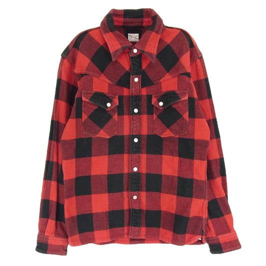 THE FLAT HEAD ザフラットヘッド バッファロー チェック 長袖 ヘビー ネル ワーク シャツ レッド系 38【中古】