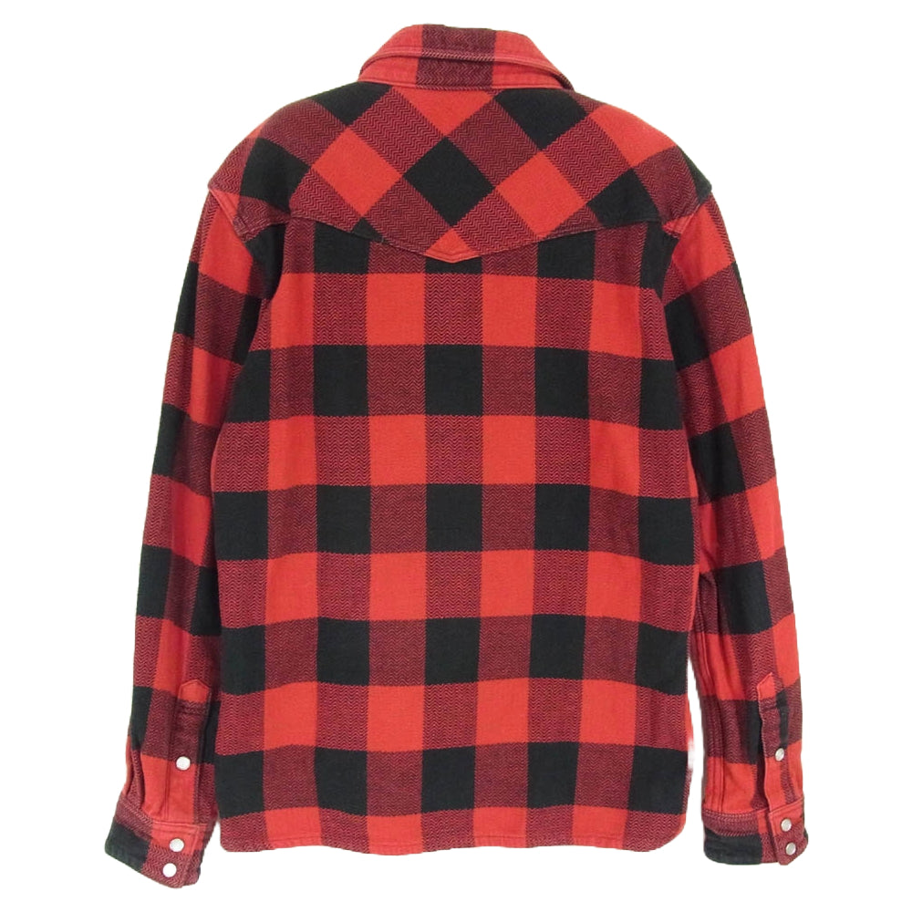 THE FLAT HEAD ザフラットヘッド バッファロー チェック 長袖 ヘビー ネル ワーク シャツ レッド系 38【中古】