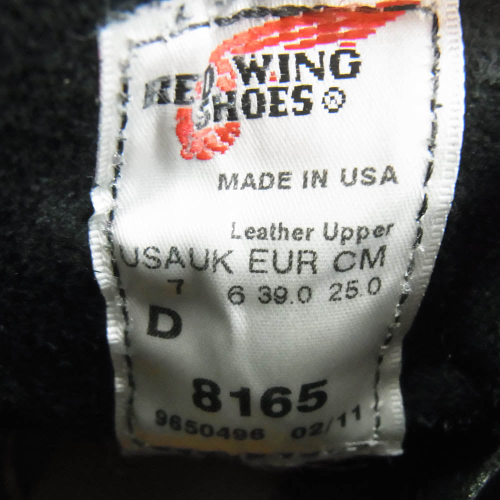 RED WING レッドウィング 8165 6inch Classic Round 6インチ クラシック ラウンド ブラック ブラック系 25cm【中古】