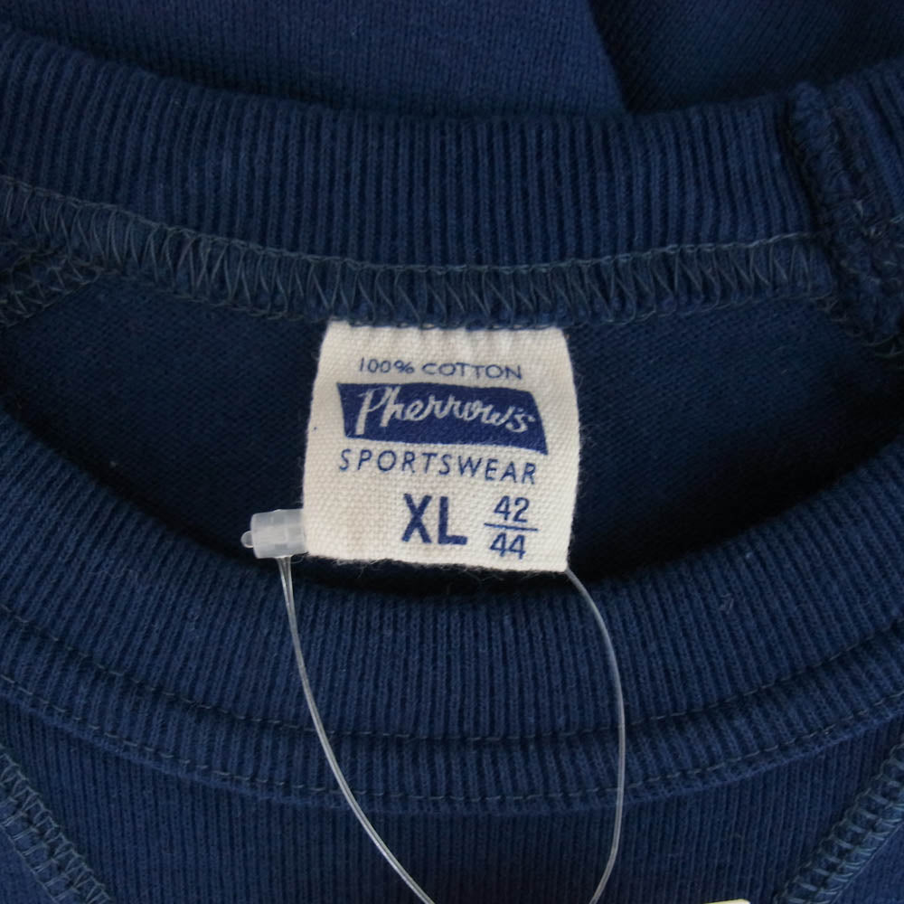 Pherrow's フェローズ 前Vガゼット ロングスリーブ カットソー 長袖 ネイビー系 XL【中古】