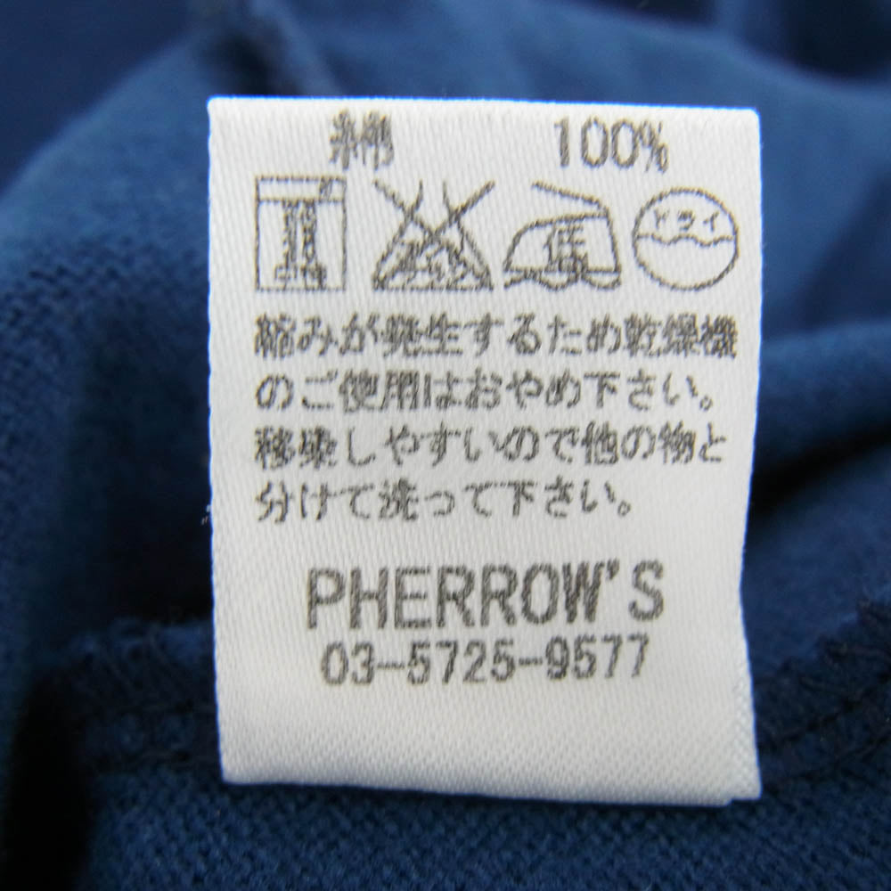 Pherrow's フェローズ 前Vガゼット ロングスリーブ カットソー 長袖 ネイビー系 XL【中古】