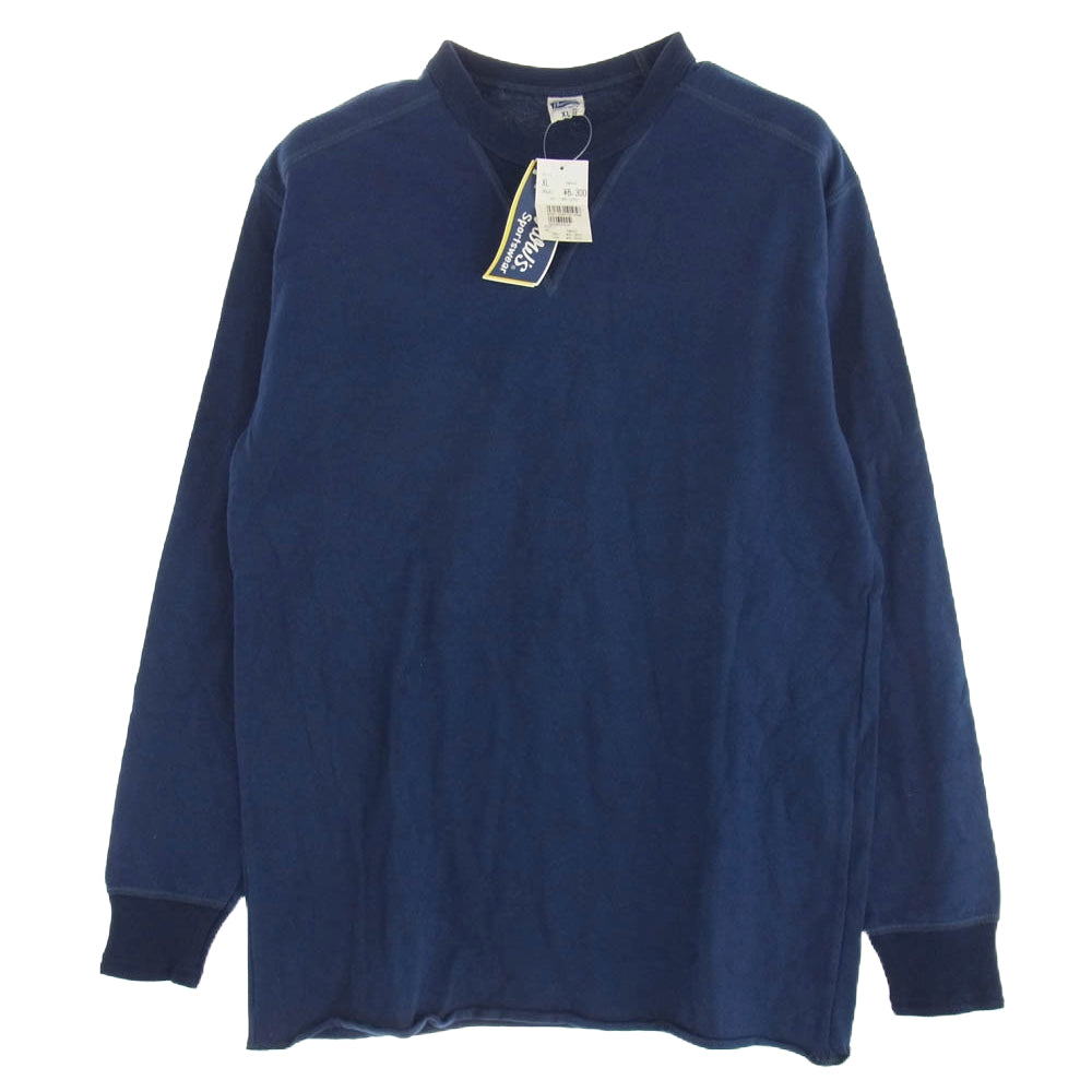 Pherrow's フェローズ 前Vガゼット ロングスリーブ カットソー 長袖 ネイビー系 XL【中古】