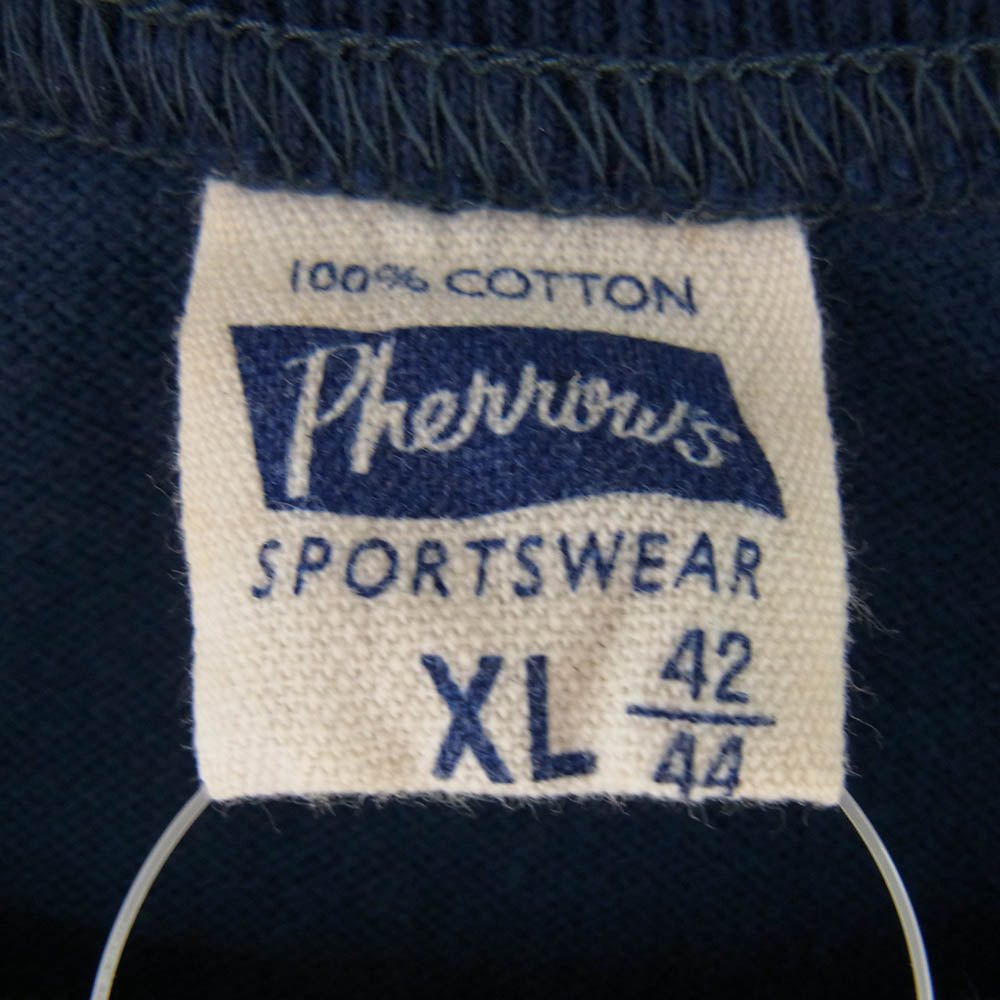 Pherrow's フェローズ 前Vガゼット ロングスリーブ カットソー 長袖 ネイビー系 XL【中古】