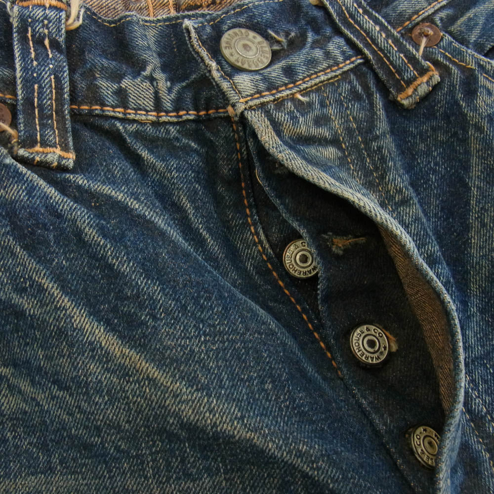 WAREHOUSE ウエアハウス DUBBLE WORKS ダブルワークス セルビッジ デニムパンツ ボタンフライ インディゴブルー系 34【中古】