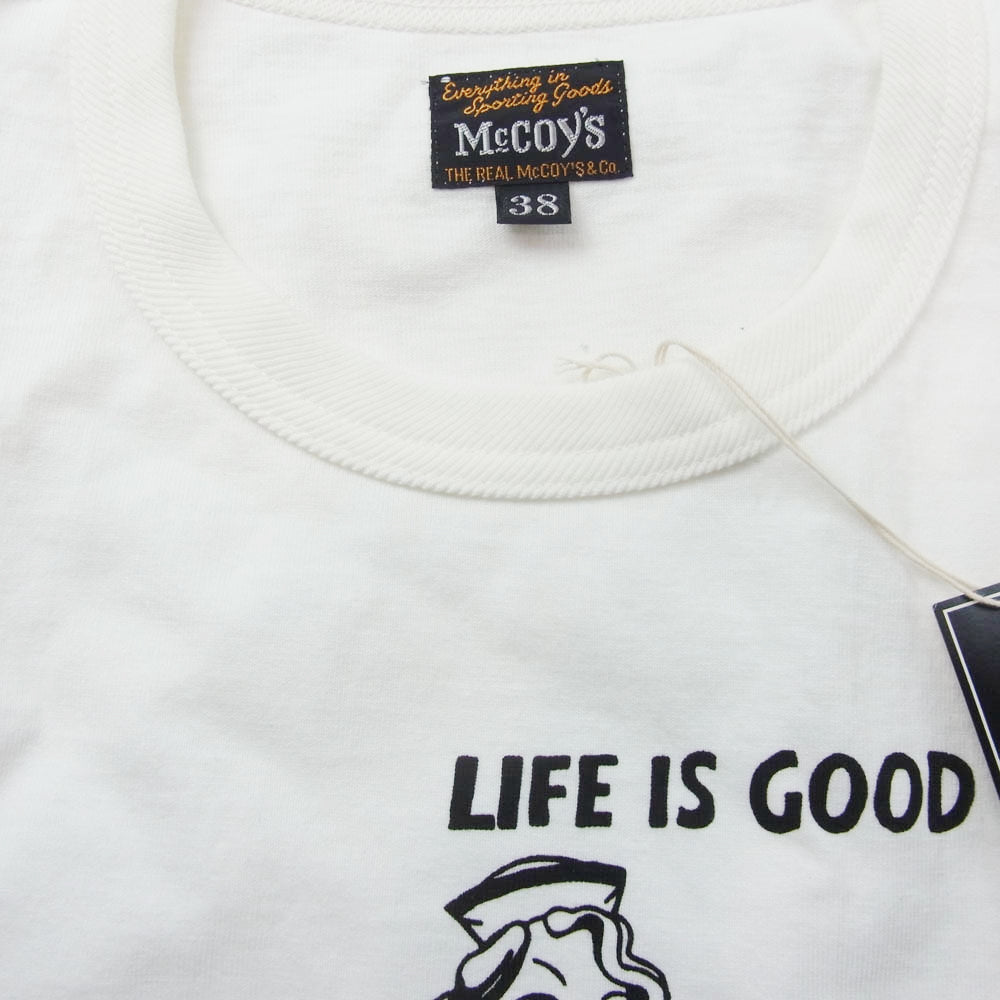 The REAL McCOY'S ザリアルマッコイズ MC19022 LIFE IS GOOD MILITARY TEE ミリタリー Ｔシャツ 半袖カットソー ホワイト系 38【中古】