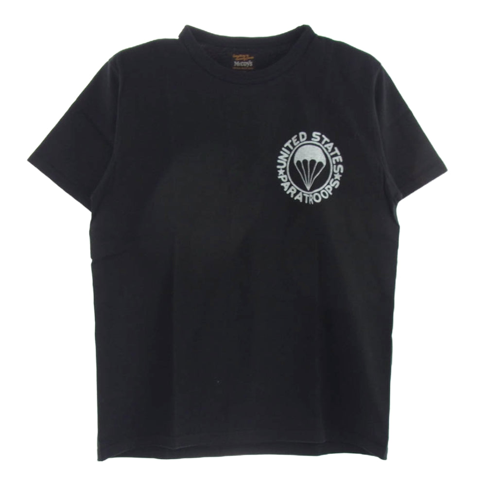The REAL McCOY'S ザリアルマッコイズ MC20017 UNITED STATES PARATROOPS MILITARY TEE プリント Ｔシャツ 半袖カットソー ブラック系 38【新古品】【未使用】【中古】
